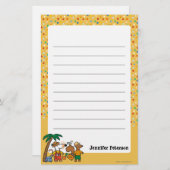 ビーチのヤシの木を持つMaisyそしてシリル 便箋 (正面/裏面)