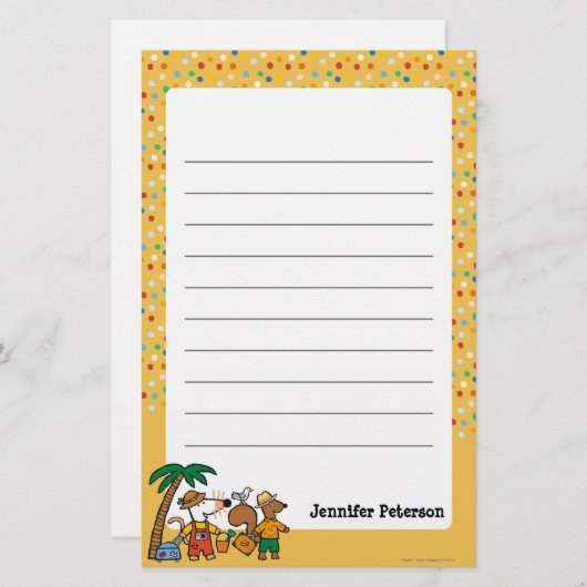 ビーチのヤシの木を持つMaisyそしてシリル 便箋 (正面/裏面)