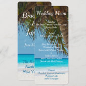 ビーチのヤシの木 ウェディングメニュー 招待状 (正面/裏面)