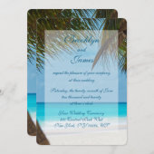 ビーチのヤシの木 ウェディング 招待状 (正面/裏面)