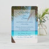 ビーチのヤシの木 ウェディング 招待状 (スタンド正面)