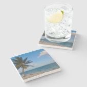 ビーチのヤシの木 ストーンコースター (横)