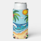 ビーチのヤシの木  スリム缶クーラー (Seltzer正面)