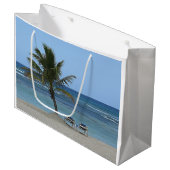 ビーチのヤシの木 ラージペーパーバッグ (正面アングル)