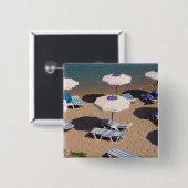 ビーチのラウンジ|ローデスのDodecaneseの島、ギリシャ 缶バッジ (正面&裏面)