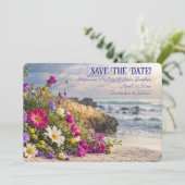 ビーチのロマンティックな美しい花々 Save the Date 招待状 (スタンド正面)