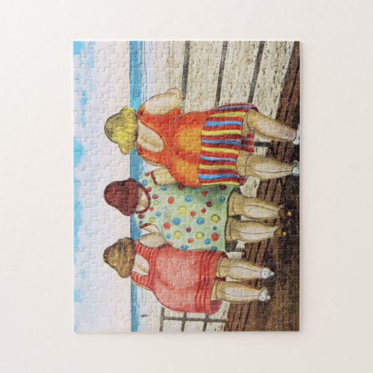 ビーチのヴィンテージの脂肪質の底を付けられた女の子 ジグソーパズル (縦)