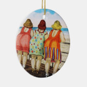 ビーチのヴィンテージの脂肪質の底を付けられた女の子 セラミックオーナメント (右)