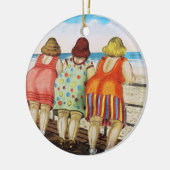 ビーチのヴィンテージの脂肪質の底を付けられた女の子 セラミックオーナメント (左)