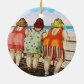 ビーチのヴィンテージの脂肪質の底を付けられた女の子 セラミックオーナメント (裏面)