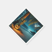 ビーチの上のジャック・オ・ランタン スタンダードカクテルナプキン (角)