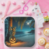 ビーチの上のジャック・オ・ランタン ペーパープレート (パーティー)