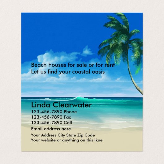 ビーチの不動産のテーマ 名刺 (内部フラット)