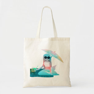 ビーチの人魚の日のかわいいイラストレーション トートバッグ