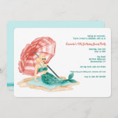 ビーチの人魚 招待状 (正面/裏面)