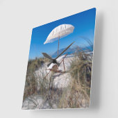 ビーチの傘そして椅子 スクエア壁時計 (傾斜)