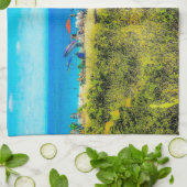 ビーチの傘を海 キッチンタオル (折り畳み)