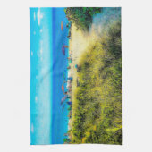 ビーチの傘を海 キッチンタオル (縦)