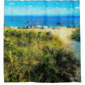 ビーチの傘を海 シャワーカーテン (正面)