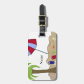 ビーチの傘を砂に ラゲッジタグ (正面縦)