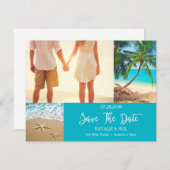 ビーチの写真のコラージュの保存日付カード セーブザデート (正面/裏面)