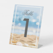 ビーチの写真の宛先 – テーブル番号 台座サイン (正面)