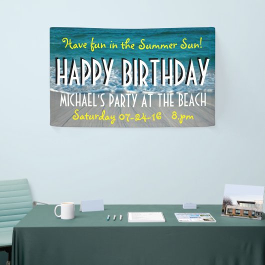 ビーチの写真撮影 + あなたのアイディア 横断幕 (トレードショー)