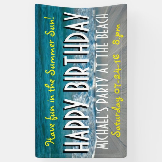 ビーチの写真撮影 + あなたのアイディア 横断幕 (縦)