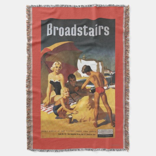 ビーチの南イギリスの鉄道家族 スローブランケット (正面縦)