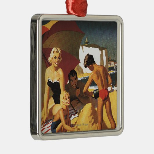 ビーチの南イギリスの鉄道家族 メタルオーナメント (右)