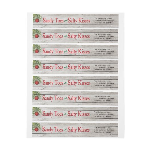 ビーチの印のメリークリスマスのラベル ラップアラウンドラベル (シート)