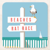 ビーチの印ポスト スクエアペーパーコースター (正面)