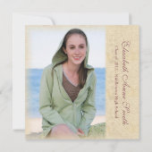 ビーチの吹きさらしのグランジのの卒業パーティー 招待状 (裏面)