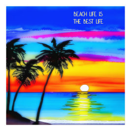 ビーチの命は最高の命の命。ヤシの木、海、日 フォトプリント           