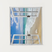 ビーチの壁掛けの貝殻 タペストリー (正面)