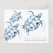 ビーチの変更アドレスカードブルーウミガメ ポストカード (正面)