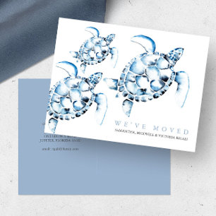 ビーチの変更アドレスカードブルーウミガメ ポストカード