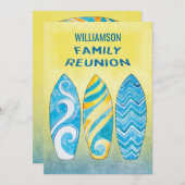 ビーチの夏のおもしろいの家族会のピクニック 招待状 (正面/裏面)