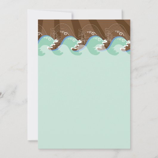 ビーチの夏のカッコいいの波のブラウン日曜日の結婚式の招待 招待状 (裏面)