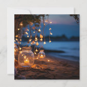 ビーチの夕方を彩る妖精の灯りが目的地 セーブザデート (裏面)