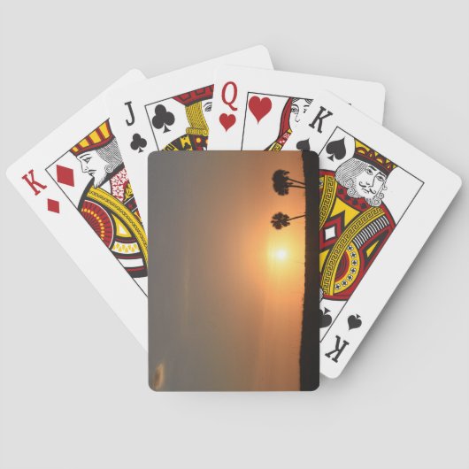 ビーチの夕日の写真 トランプ (裏面)