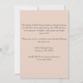 ビーチの夕日の思い出に追悼記念碑 招待状 (裏面)