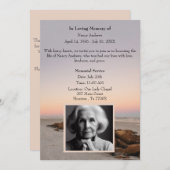 ビーチの夕日の思い出に追悼記念碑 招待状 (正面/裏面)