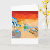 ビーチの夕日風景アート カード (黄色い花)