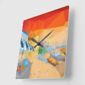 ビーチの夕日風景アート スクエア壁時計 (傾斜)