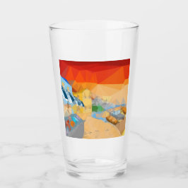 ビーチの夕日風景アート タンブラーグラス