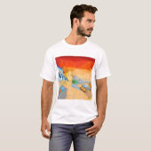 ビーチの夕日風景アート Tシャツ (正面フル)