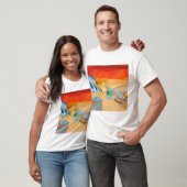 ビーチの夕日風景アート Tシャツ (ユニセックス)