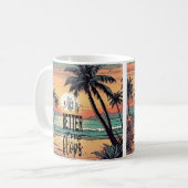 ビーチの夕日、人生はビーチサンダルで良い コーヒーマグカップ (正面左)