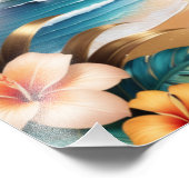 ビーチの夕日(椰子の木と花) フォトプリント (角)